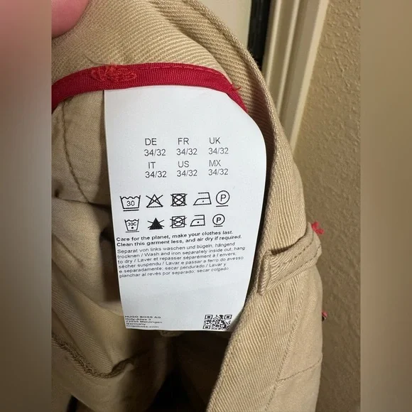 Hugo Boss Men's Khaki Pants 34x32 Flat Front 100% Cotton NWT - Picture 7 of 13